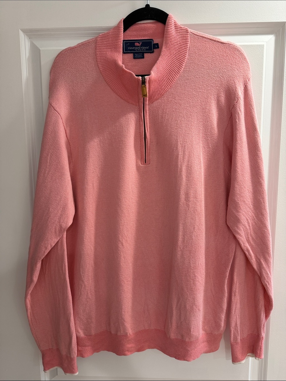 Vineyard Vines Coral Pink Quarter-Zip Pullover Sweater